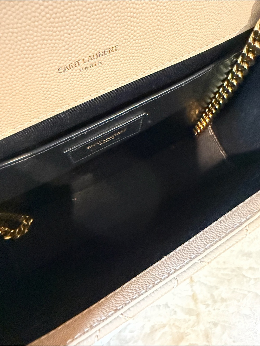 NWOT—YSL Quilted Beige Leather Shoulder Bag with Gold YSL Hardware - Picture 7 of 8
